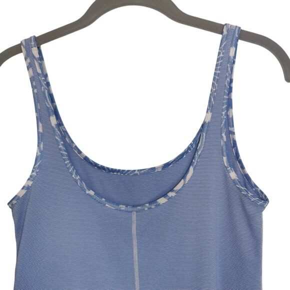 Lululemon Women's Blue Stripe Daily Tank Top Luon Round Athletic Athleisure - Picture 4 of 5